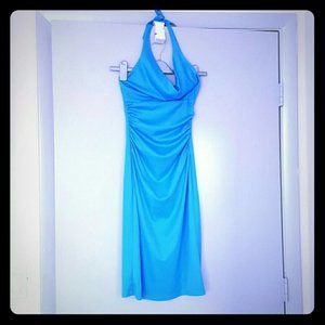 Bright blue halter dress